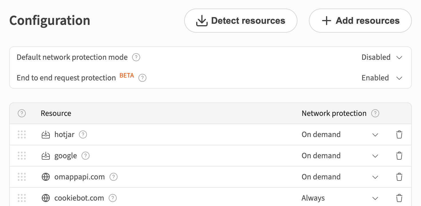 Network protection configuration in DataUnlocker Admin: resources and resource groups